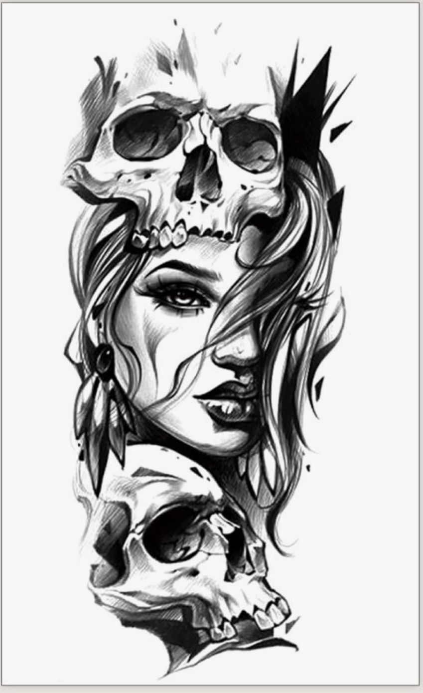 Skull Girl Tattoo Girl Face Tattoo Skull Tattoo Design Tattoo Design