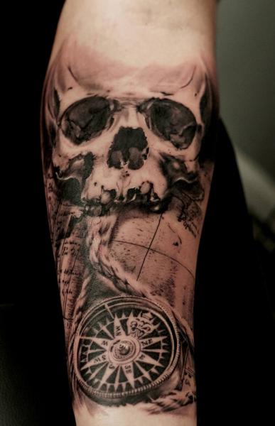 Skull Steps Compass Tattoo Forearm Tattoos Skull Tattoo Wrist