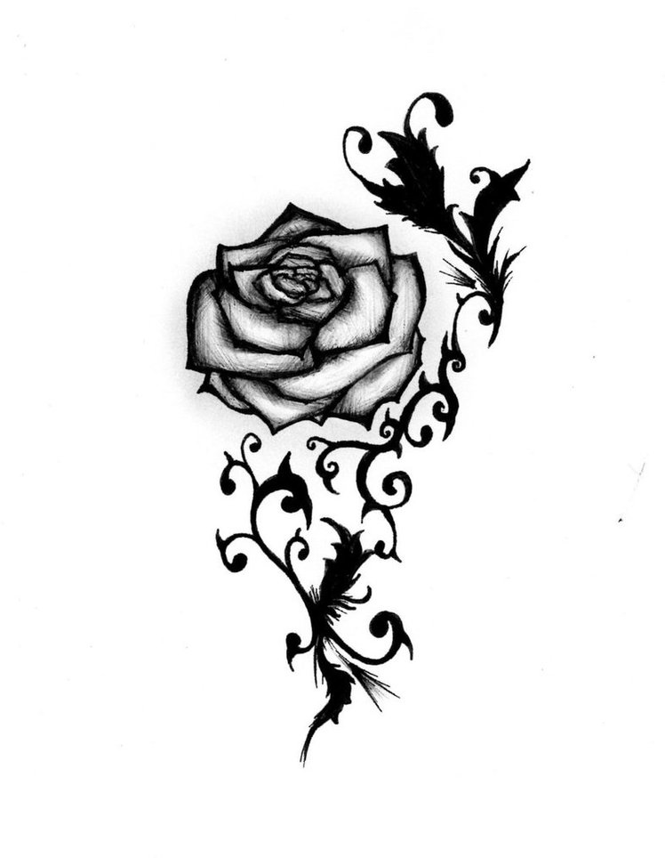 Small Rose Tattoo Designs Black