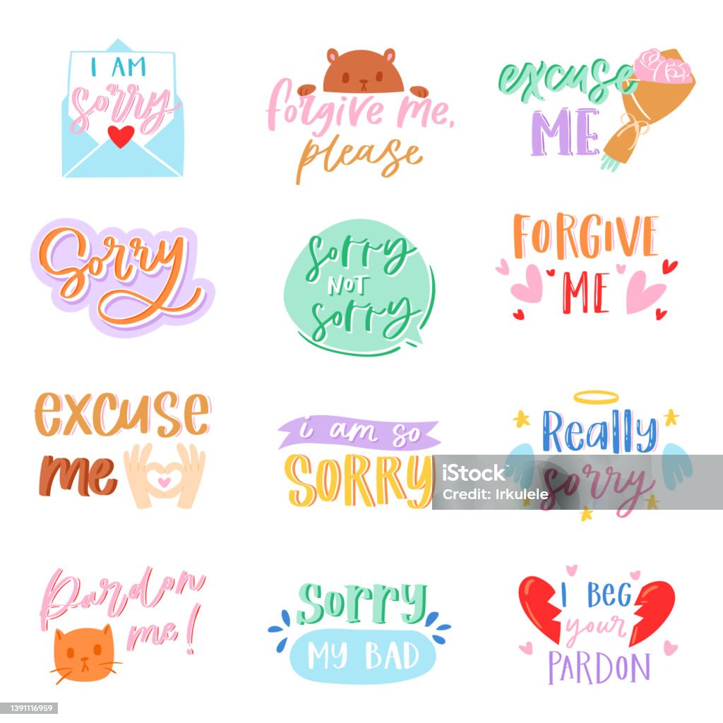 Sorry Text Vector Excuse Lettering Design Forgiveness Message Apologize