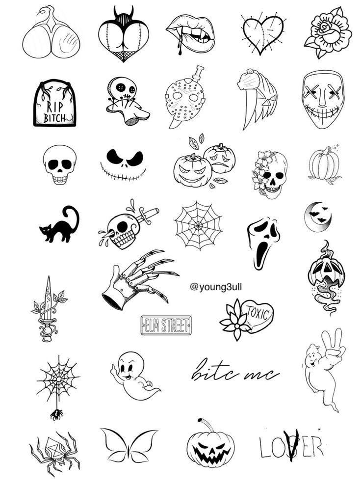 Spooky Season Flash Sheet Etsy Scary Tattoos Halloween Tattoos Cute Halloween Tattoos