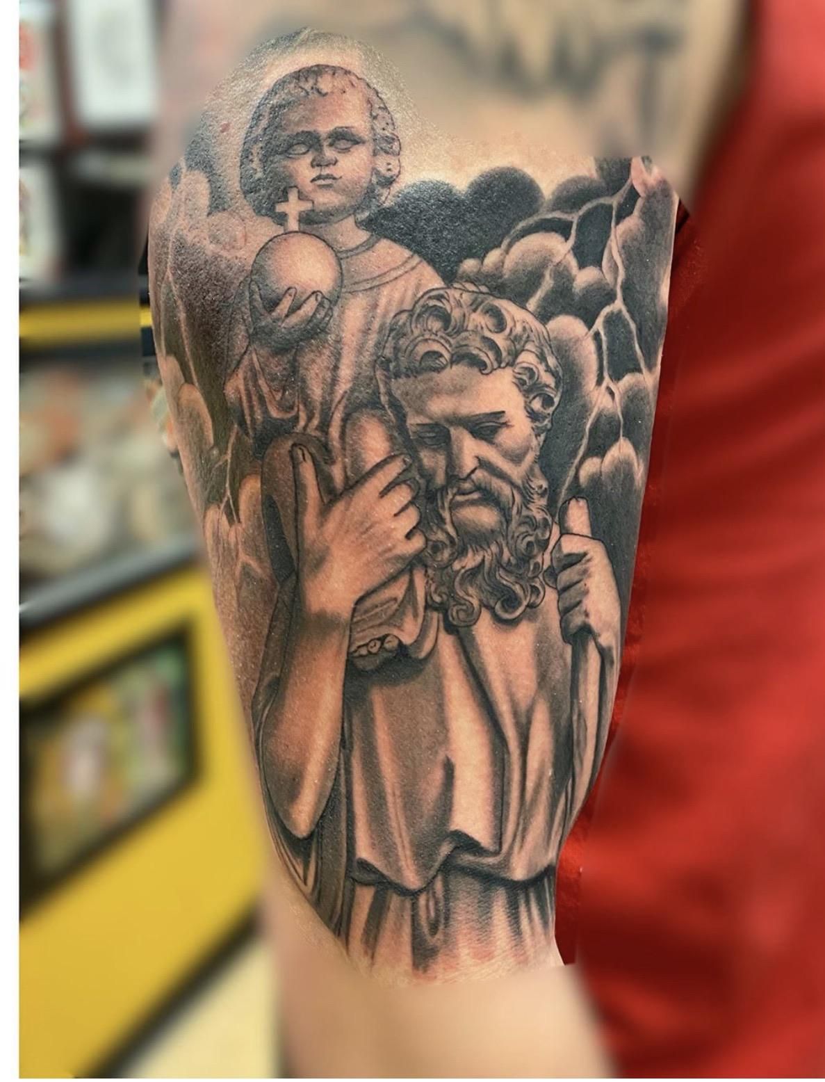 St Christopher By Don Demers Full Effect Tattoo Troy Ny R Tattoos