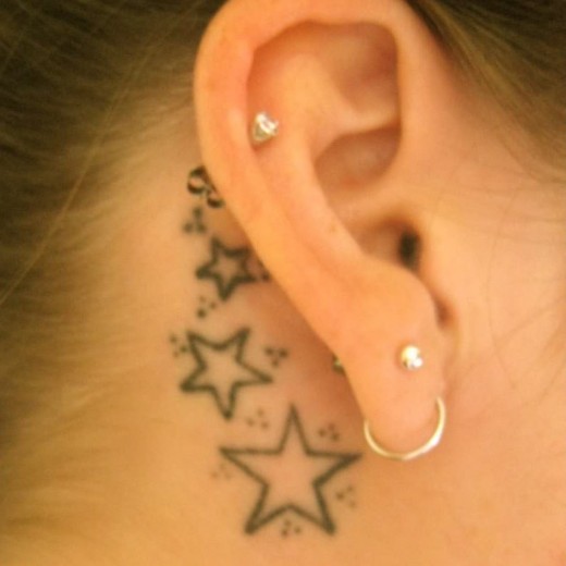 Star Tattoos For Men Behind Ear