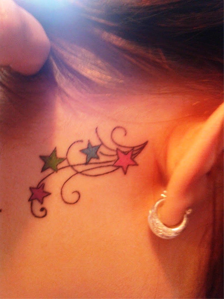 Stars Behind Ear Star Tattoos Behind Ear Neck Tattoos Women Star