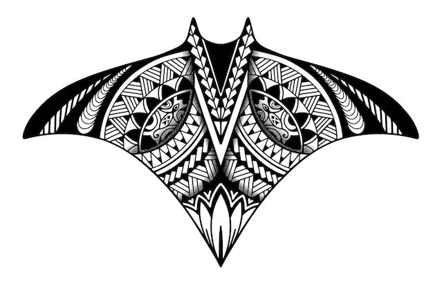 Stingray Polynesian Tattoo Design Aboriginal Samoan Style Illustration Eps10 Stock