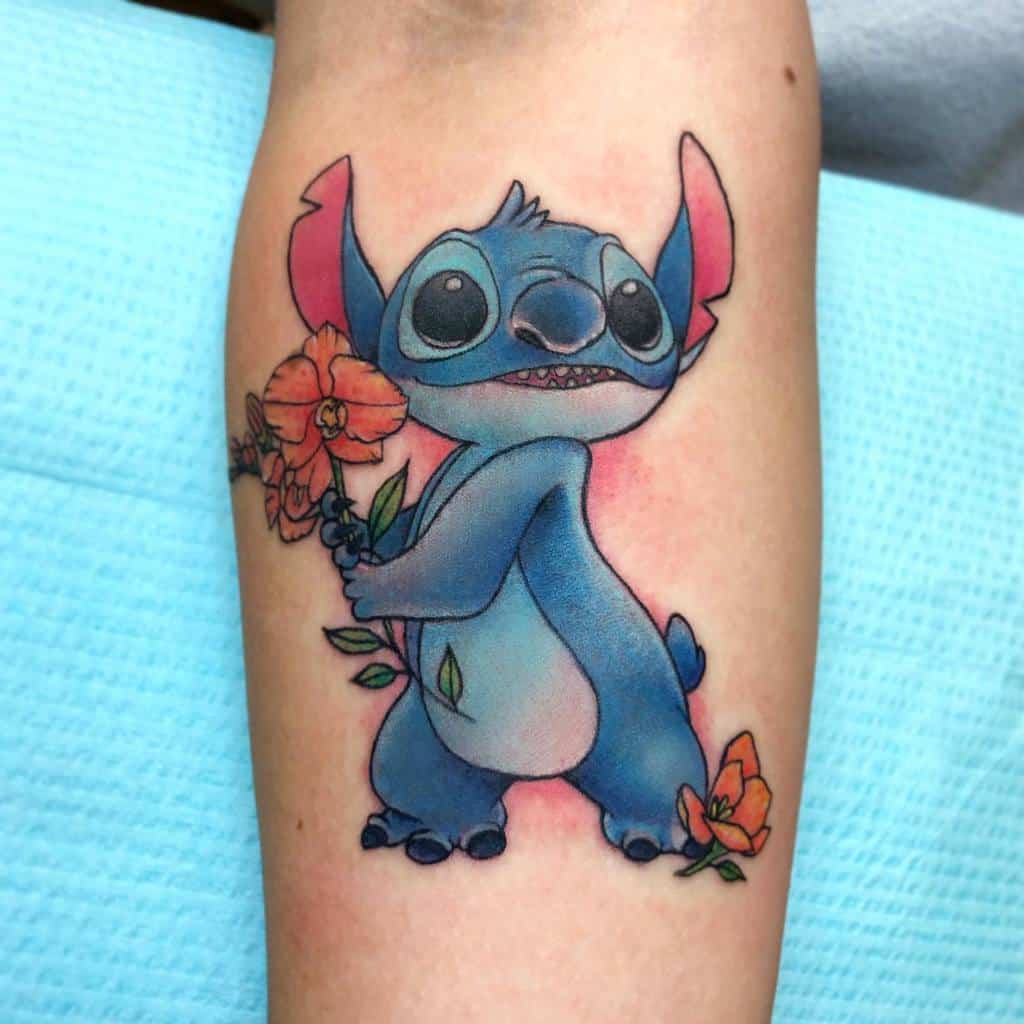 Stitch Floral Tattoo Design Cute Tattoos Disney Stitch Tattoo