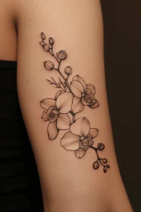 Stunning Fine Line Orchid Tattoo Ideas For Floral Elegance