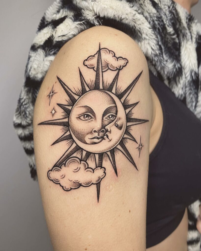 Sun Tattoo Shoulder Tattoos For Women Sun Tattoo Earthy Tattoos