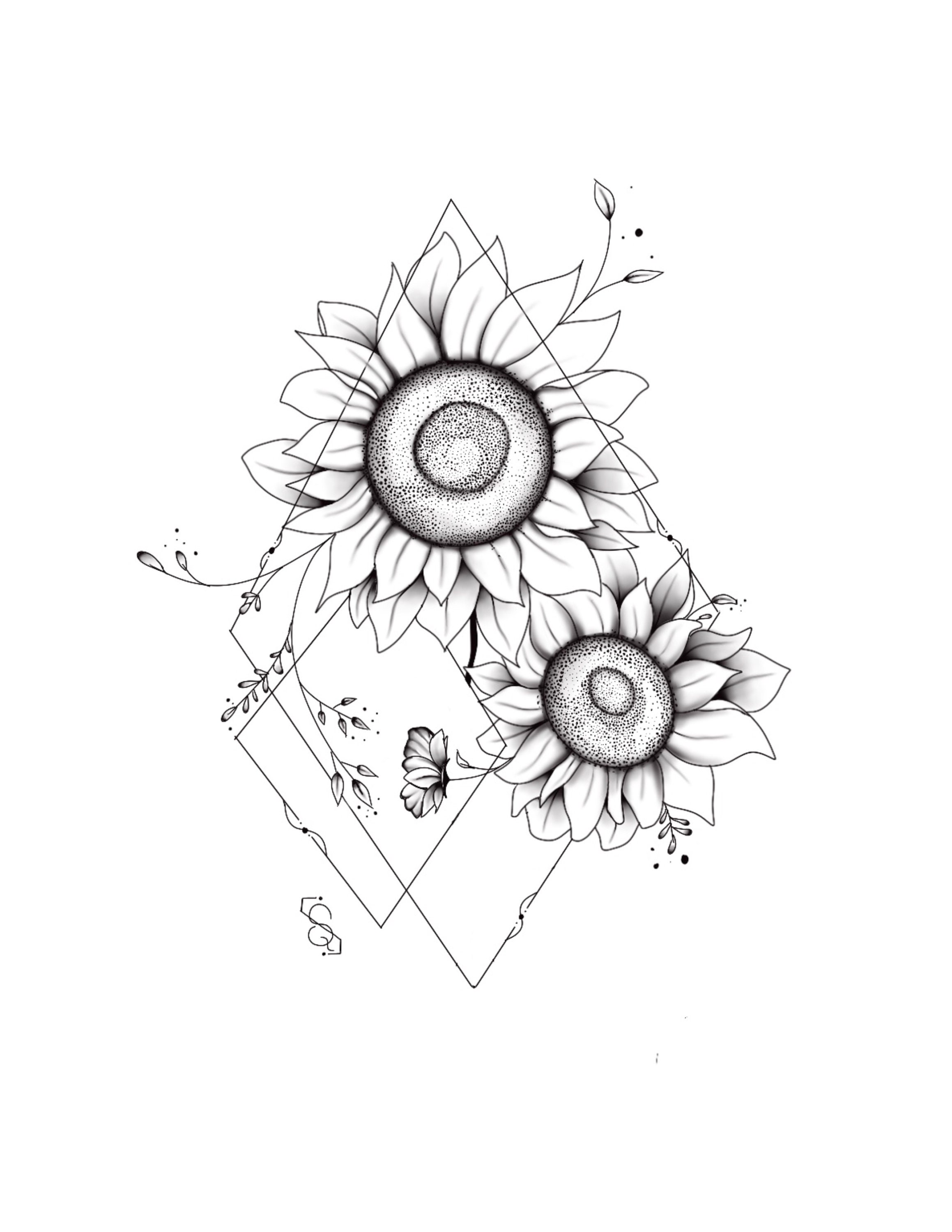 Sunflower Tattoo Designs Instant Download Etsy