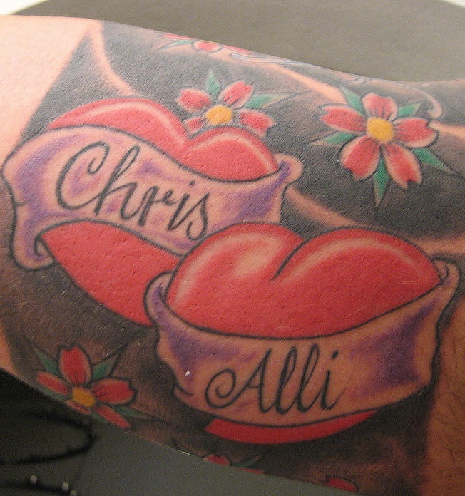 Tattoo Designs With Names And Hearts On Them