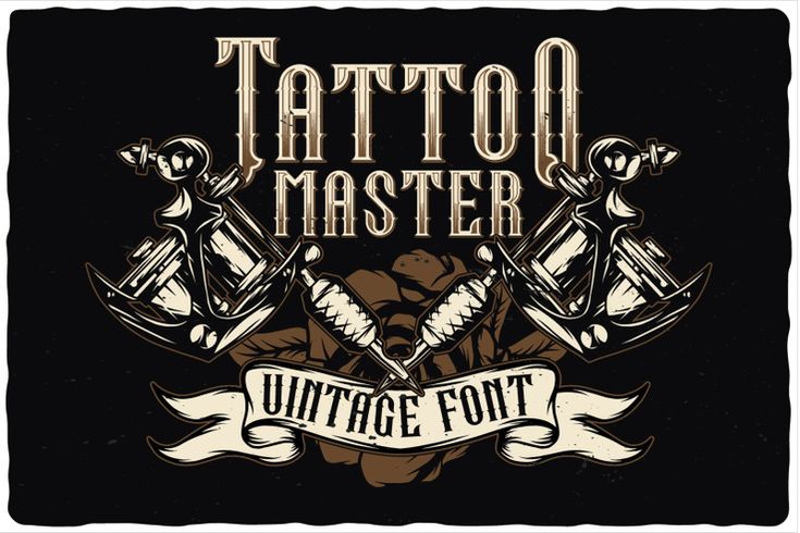 Tattoo Master Label Font By Vozzy Vintage Fonts And Graphics