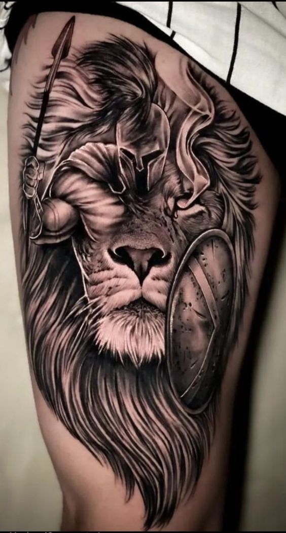 Thigh Lion Tattoo 23 Majestic And Alluring Designs Besttattoo Wiki