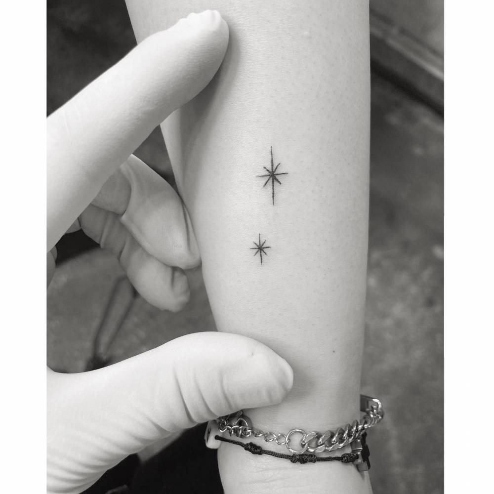 Tiny Stars Tattoo Located On The Wrist Minimalistic