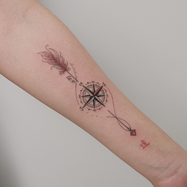 Top 154 Arrow Compass Tattoo Designs Spcminer Com