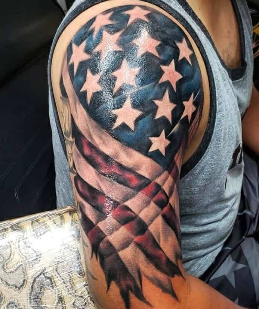 Top More Than 69 Waving American Flag Tattoo Super Hot In Eteachers