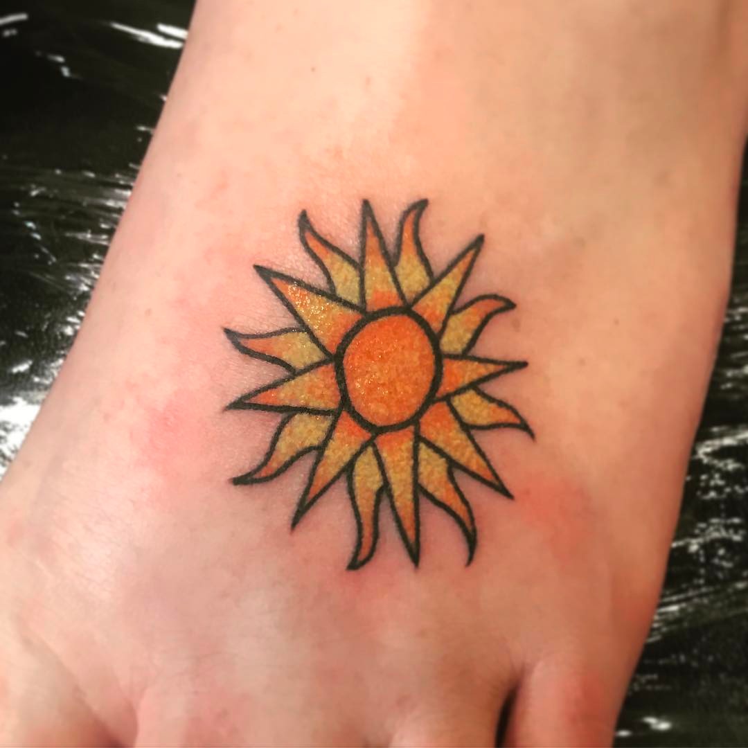 Top More Than 80 Sun Tattoo On Foot Latest In Eteachers