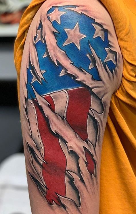 Torn American Flag Tattoo