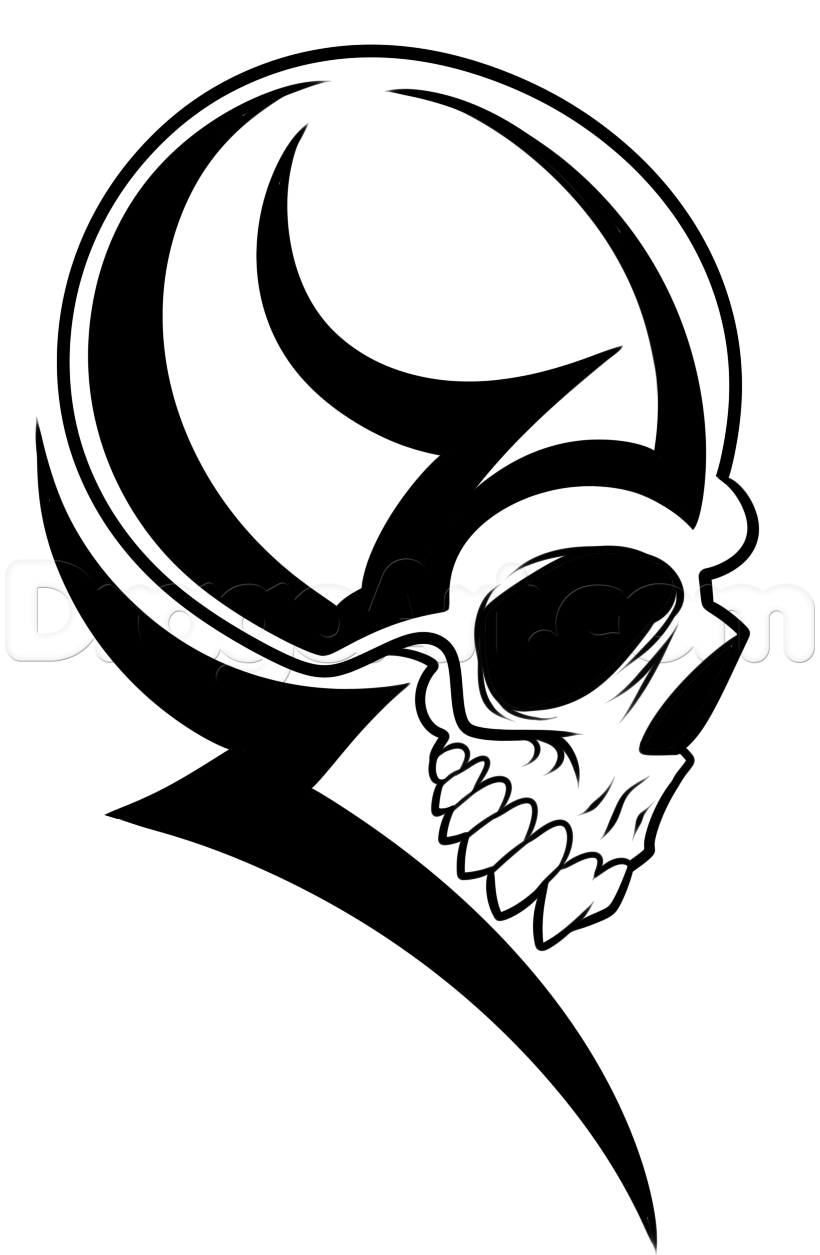 Tribal Skull Drawing