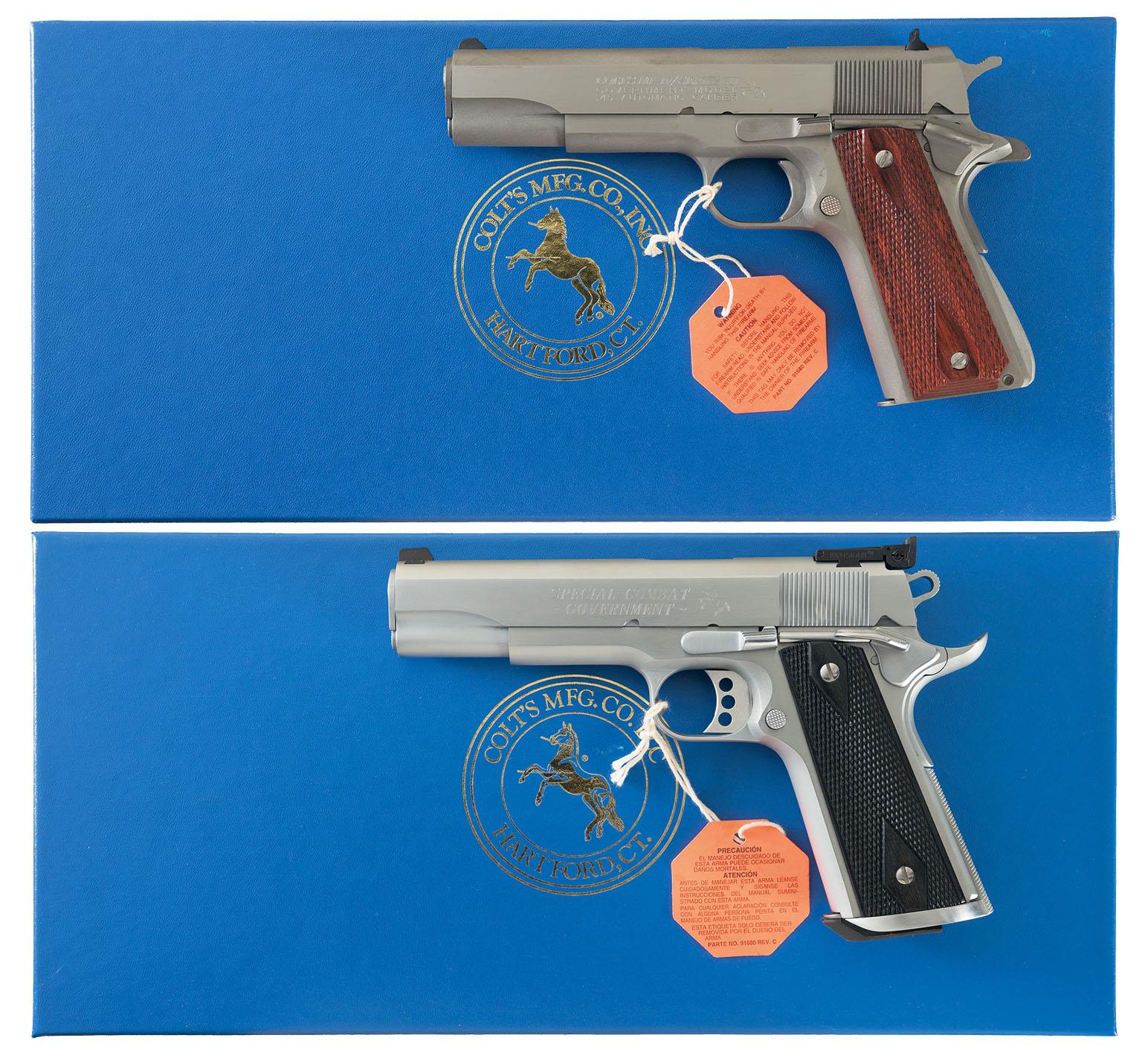 Two Colt Early Semi Automatic Pistols W Boxes Rock Island Auction