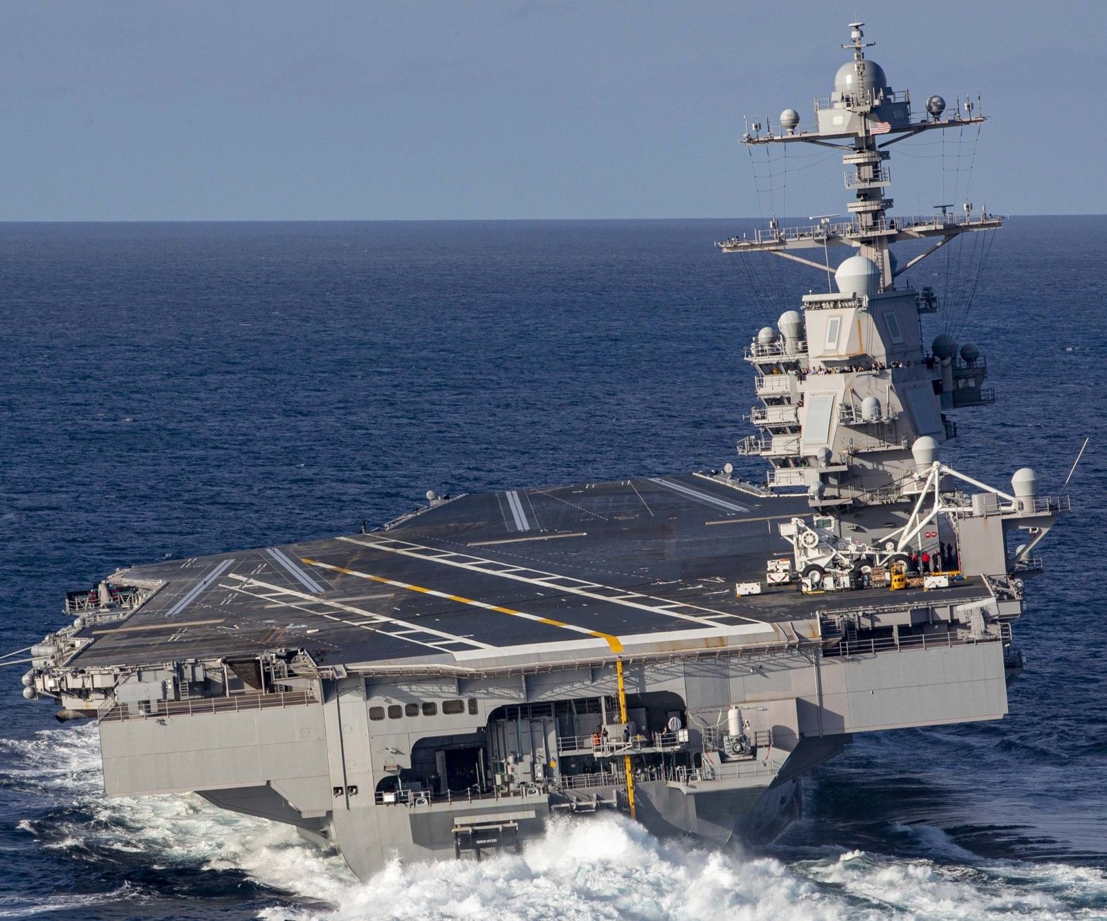 U S Navy Aircraft Carrier Uss Gerald R Ford Cvn 78 Performs A Replenishment At Sea