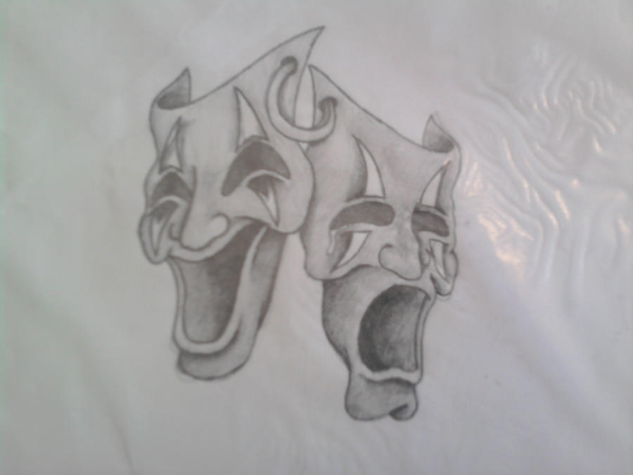 Unique Theatre Mask Tattoo Design