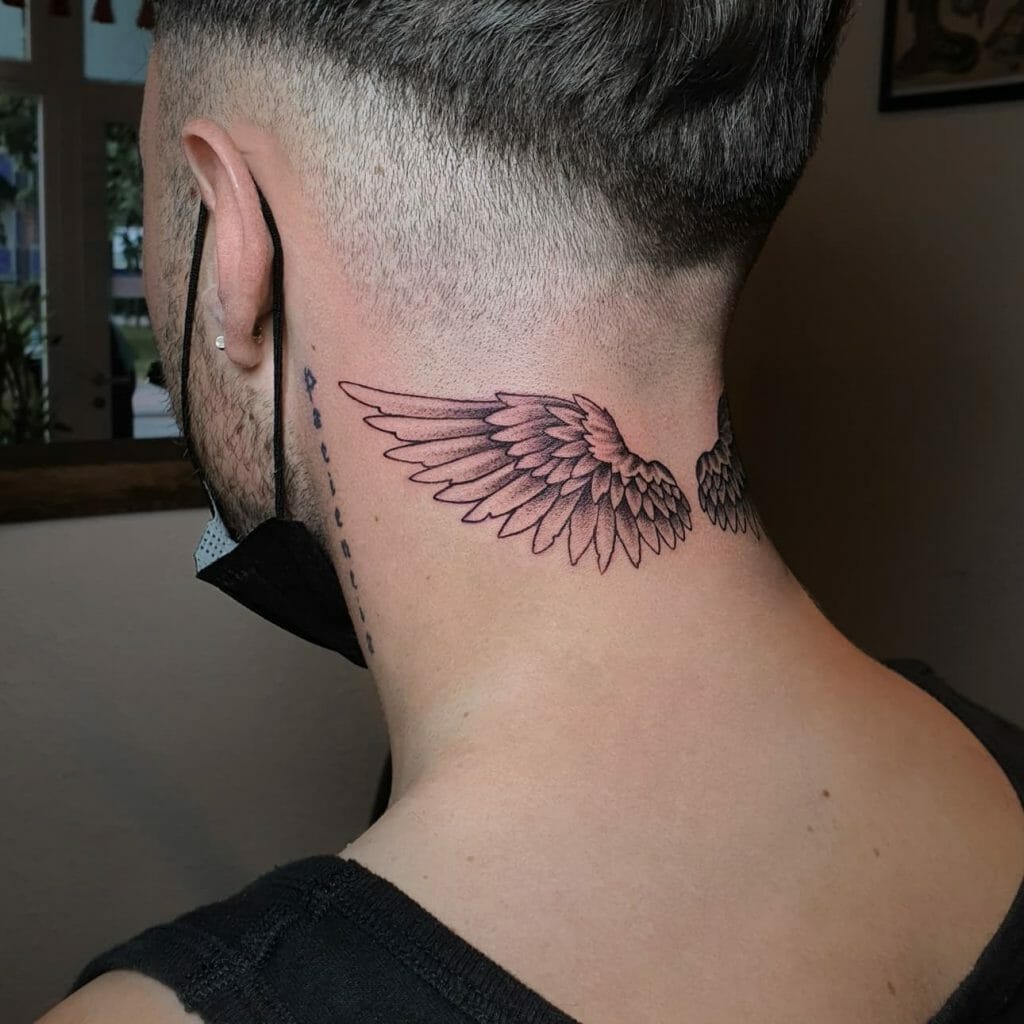 Update More Than 73 Wings On Front Neck Tattoo Best In Coedo Com Vn