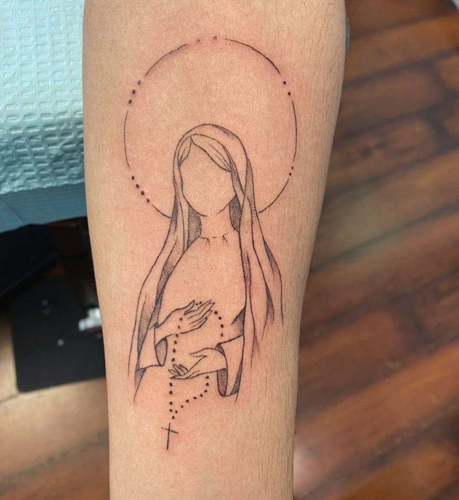 Virgin Mary Tattoo Done On The Inner Forearm Healed