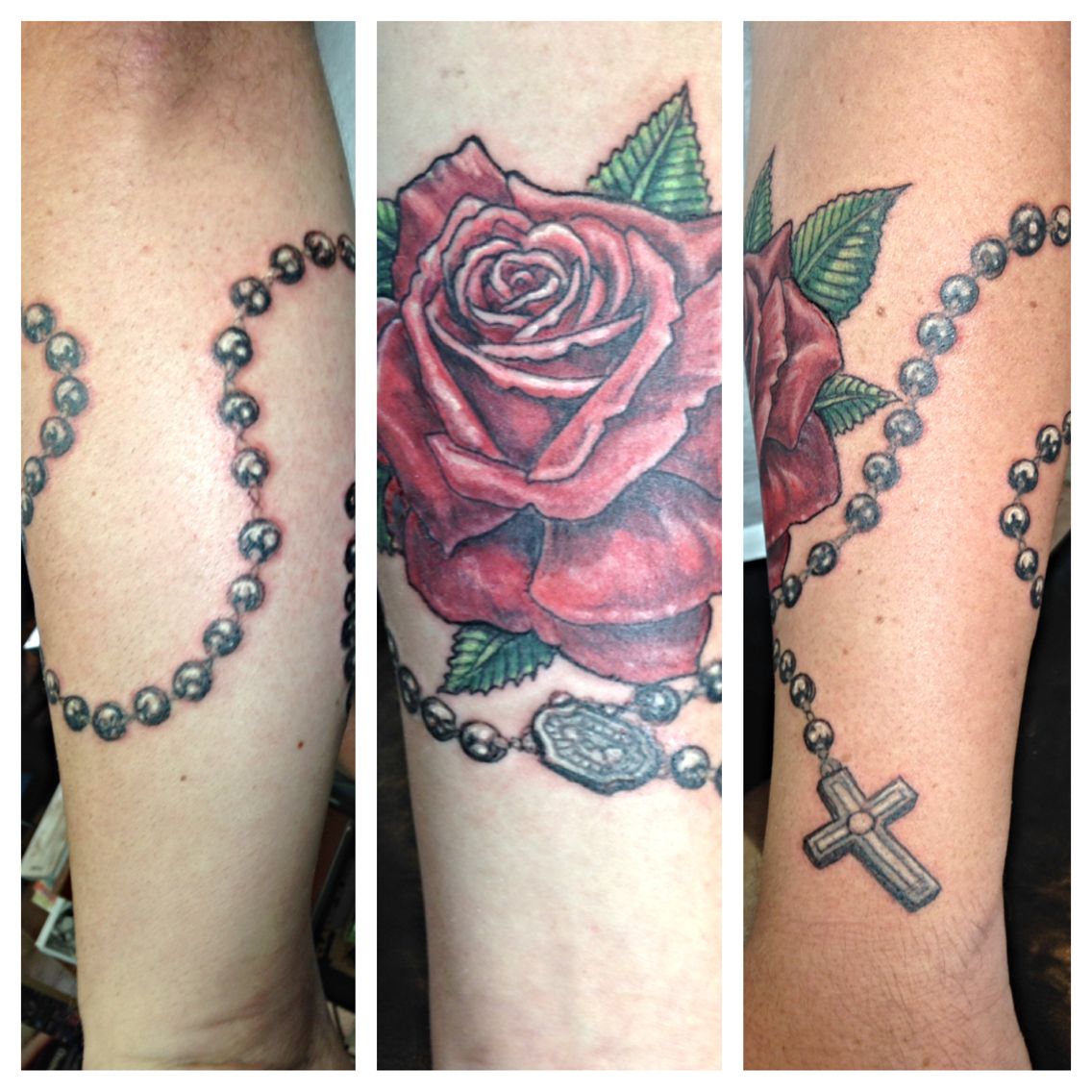 Wrap Around Rosary And Rose Original Tattoos Flower Tattoos Flower