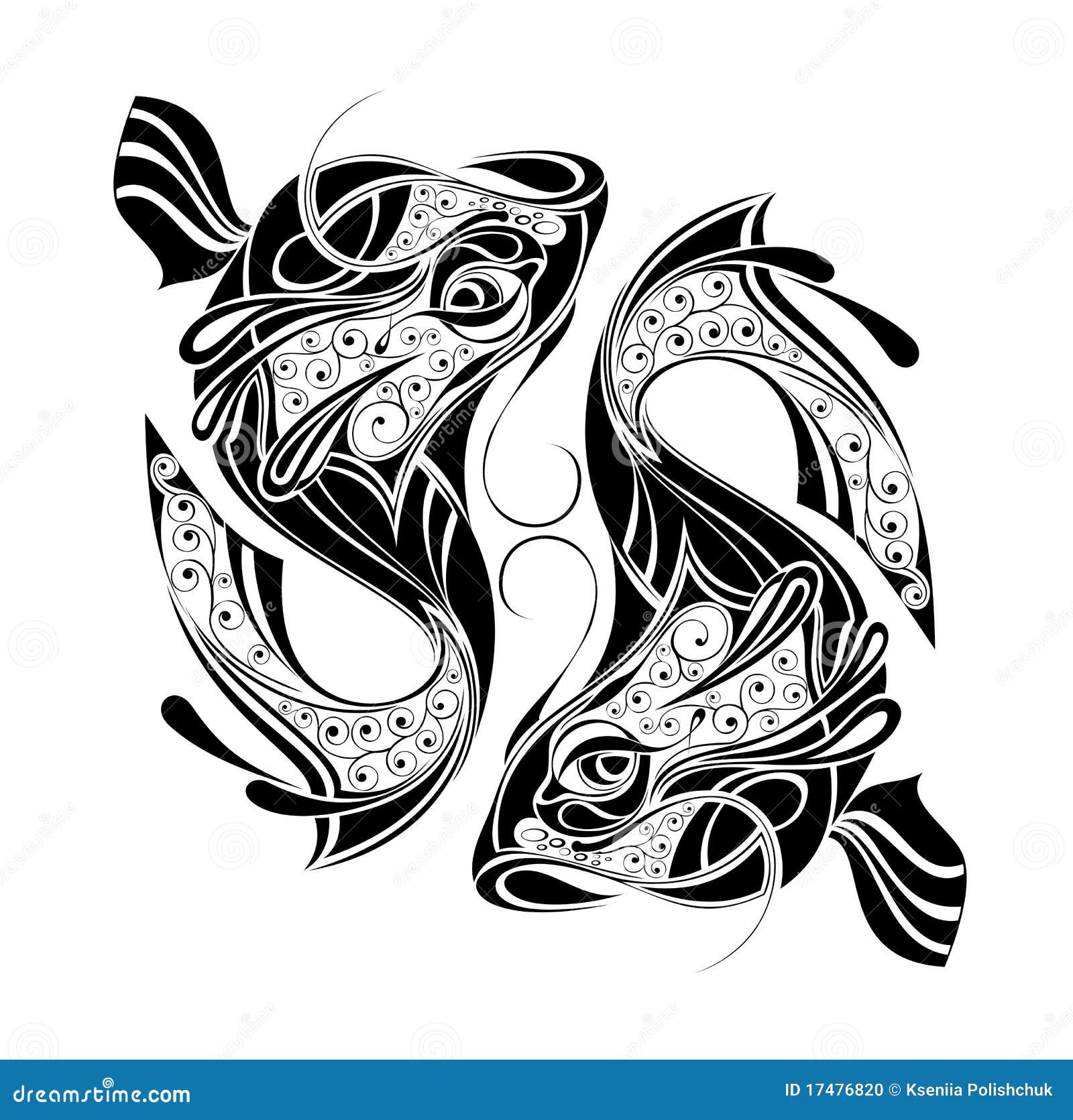 Zodiac Wheel With Sign Of Pisces Tattoo Design Stock Photo Image